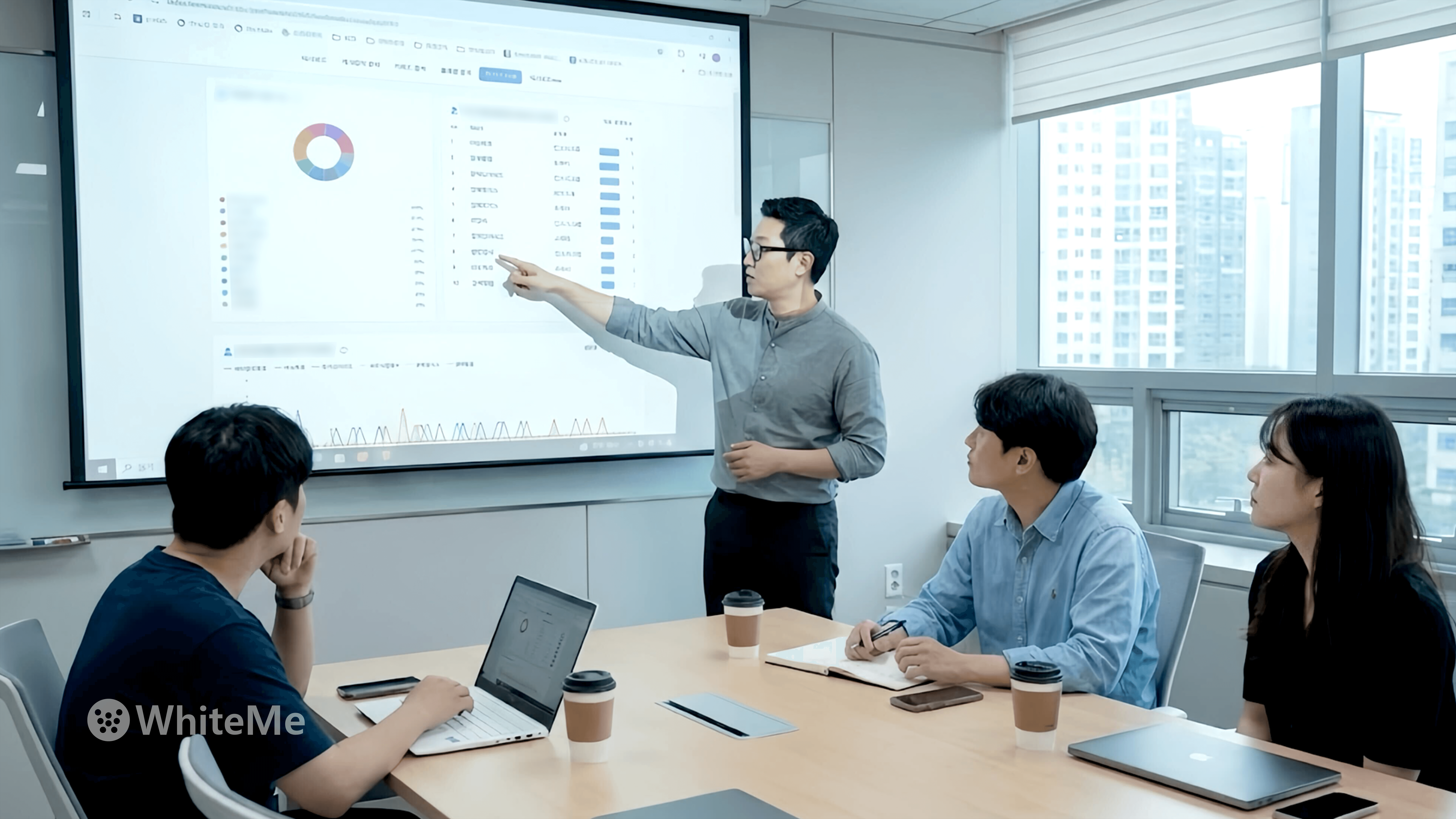 해외 시장 진출 전략을 논의하는 팀 미팅