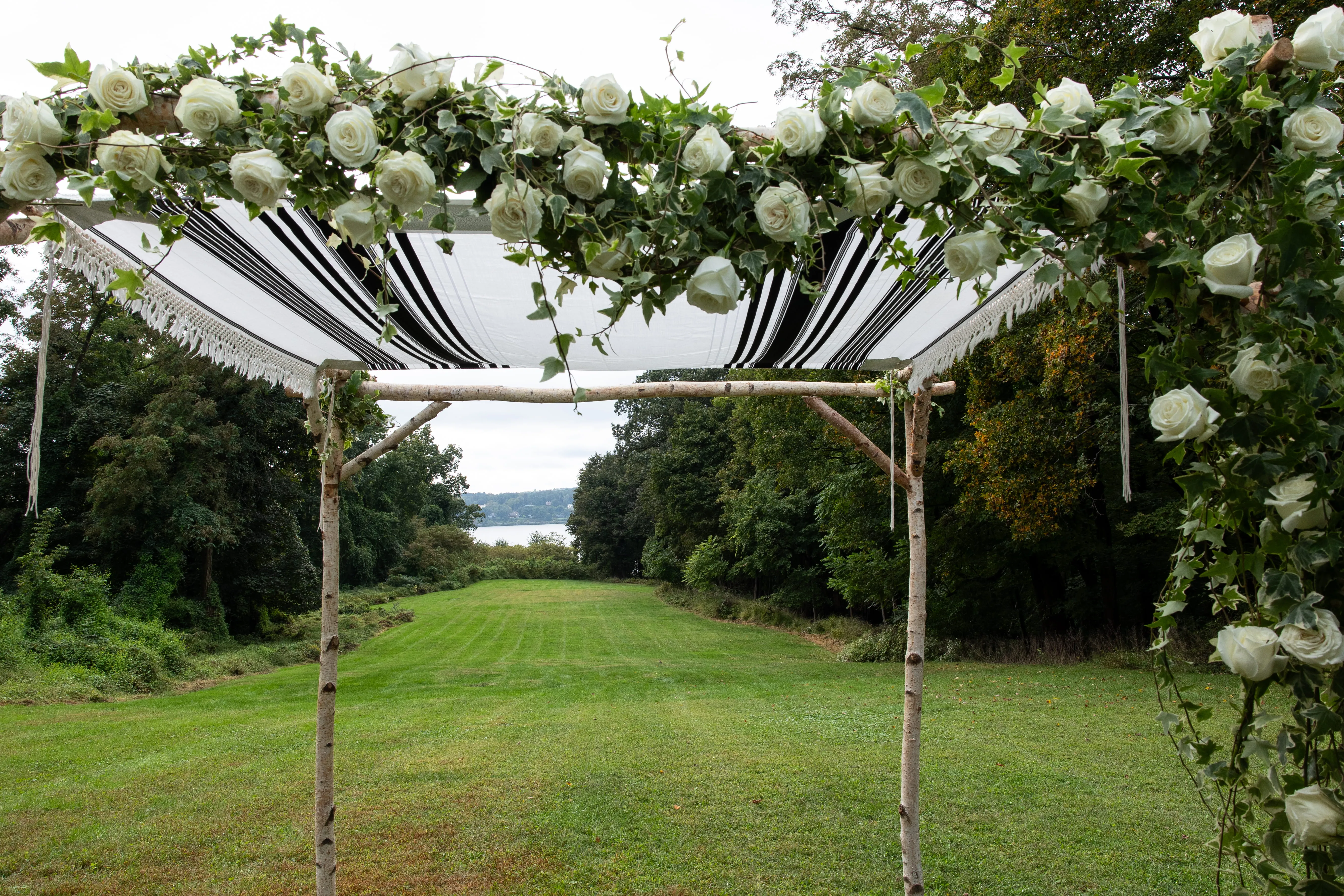 Rustic barn reception setup at Mount Gulian Historic Site wedding in Hudson Valley