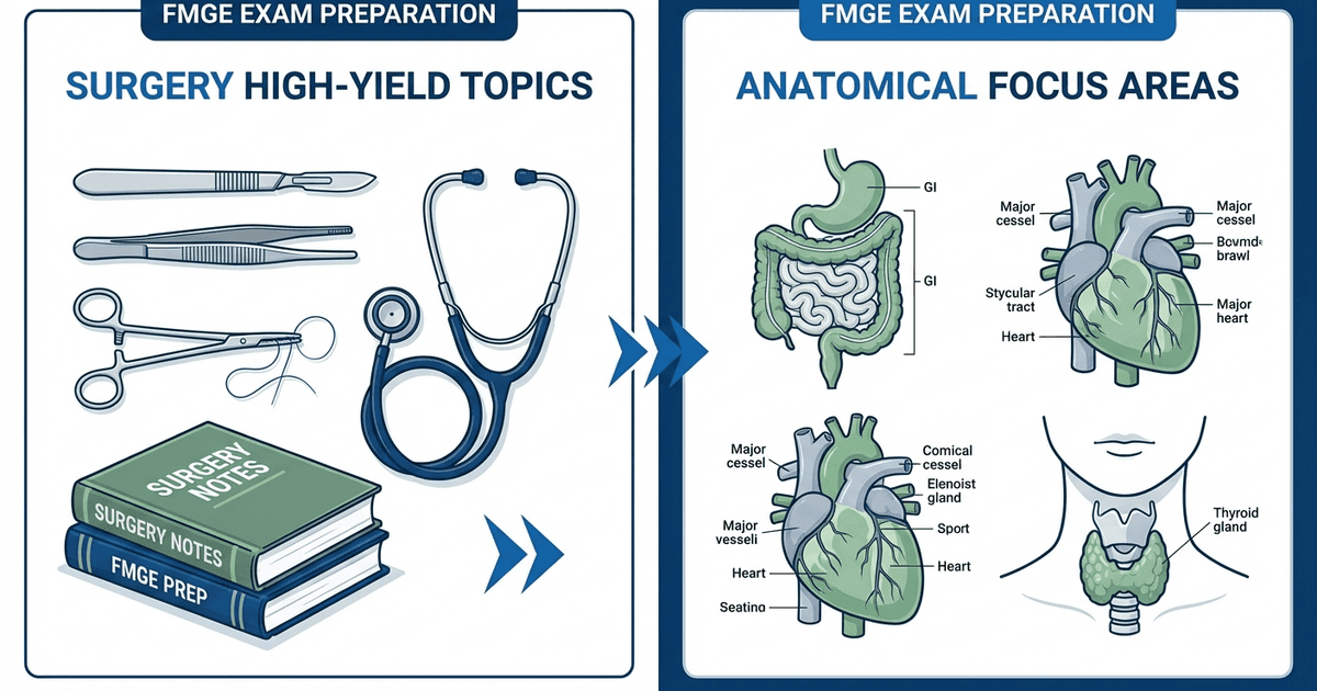 Cover: FMGE Surgery High Yield Topics 2026: Complete Guide for Foreign Medical Graduates