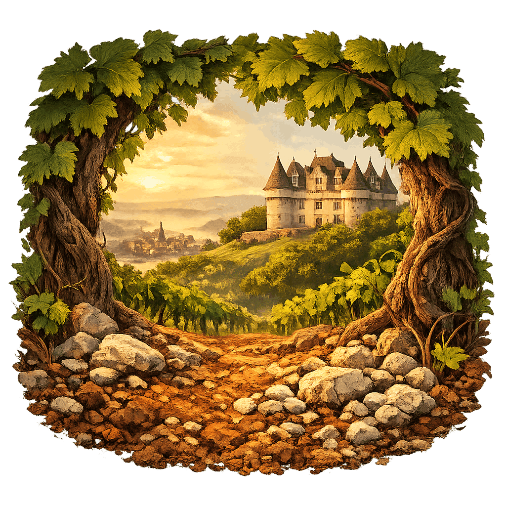 Detailed graphic of the Bergerac wine region.