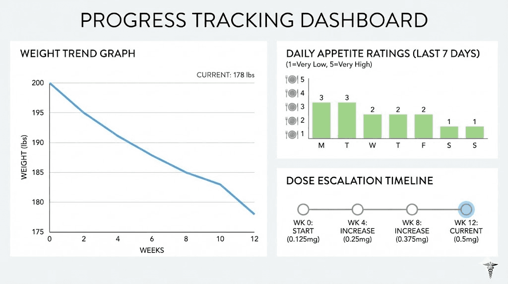 Tirzepatide microdosing progress tracking metrics and measurements