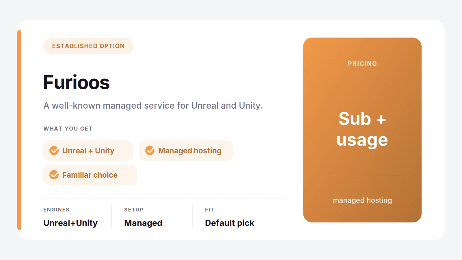Furioos, an established managed pixel streaming service for Unreal and Unity