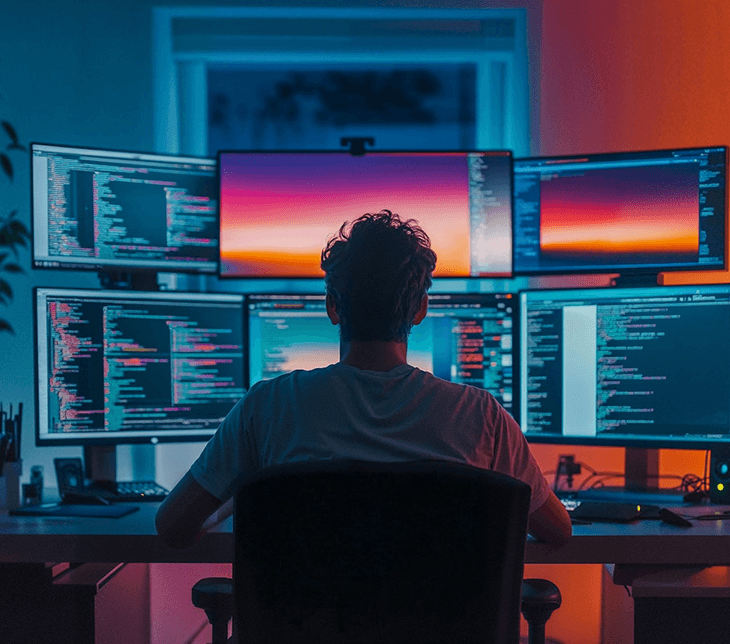 Man work in VS Code