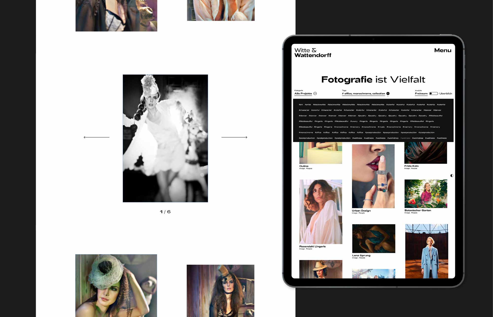 Website-Startseite von Witte & Wattendorff – digitale Galerie im eleganten Design