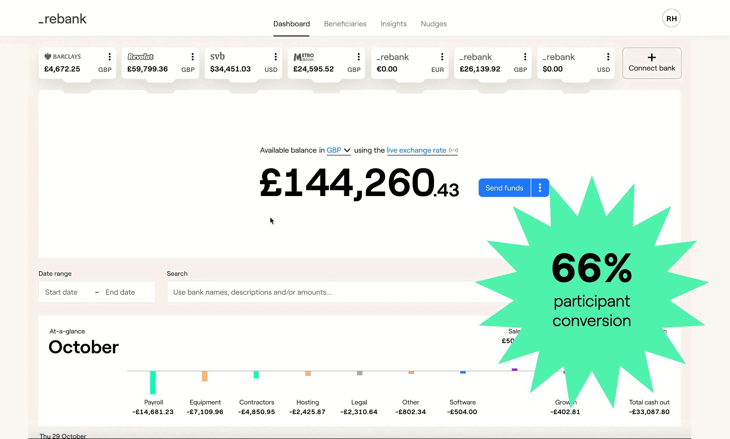 Screenshot of a rebank prototype
