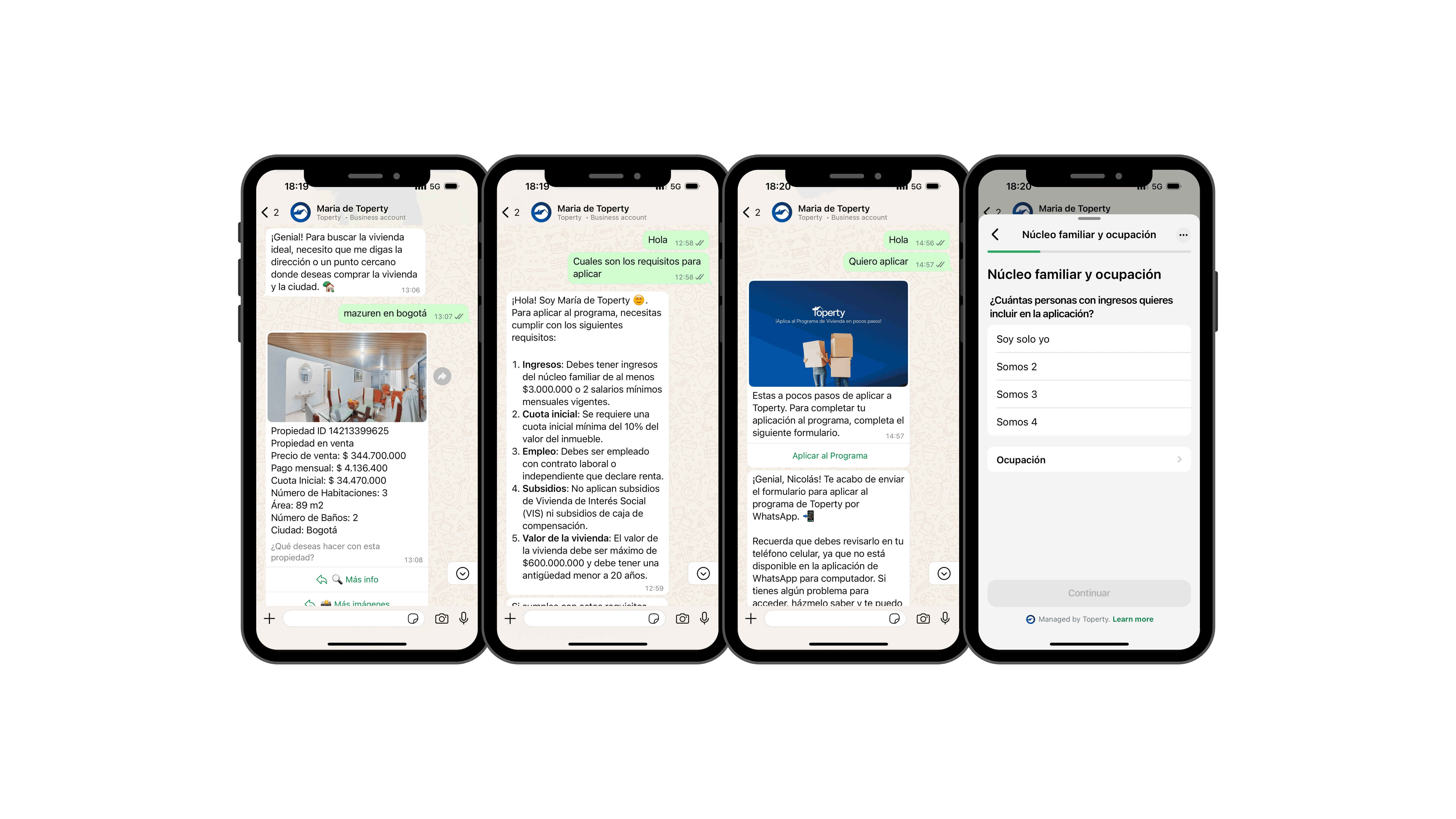Demo agentes IA Toperty en WhatsApp