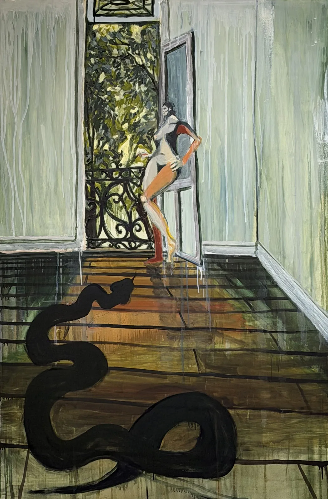 la serpiente me engaño pintura al óleo