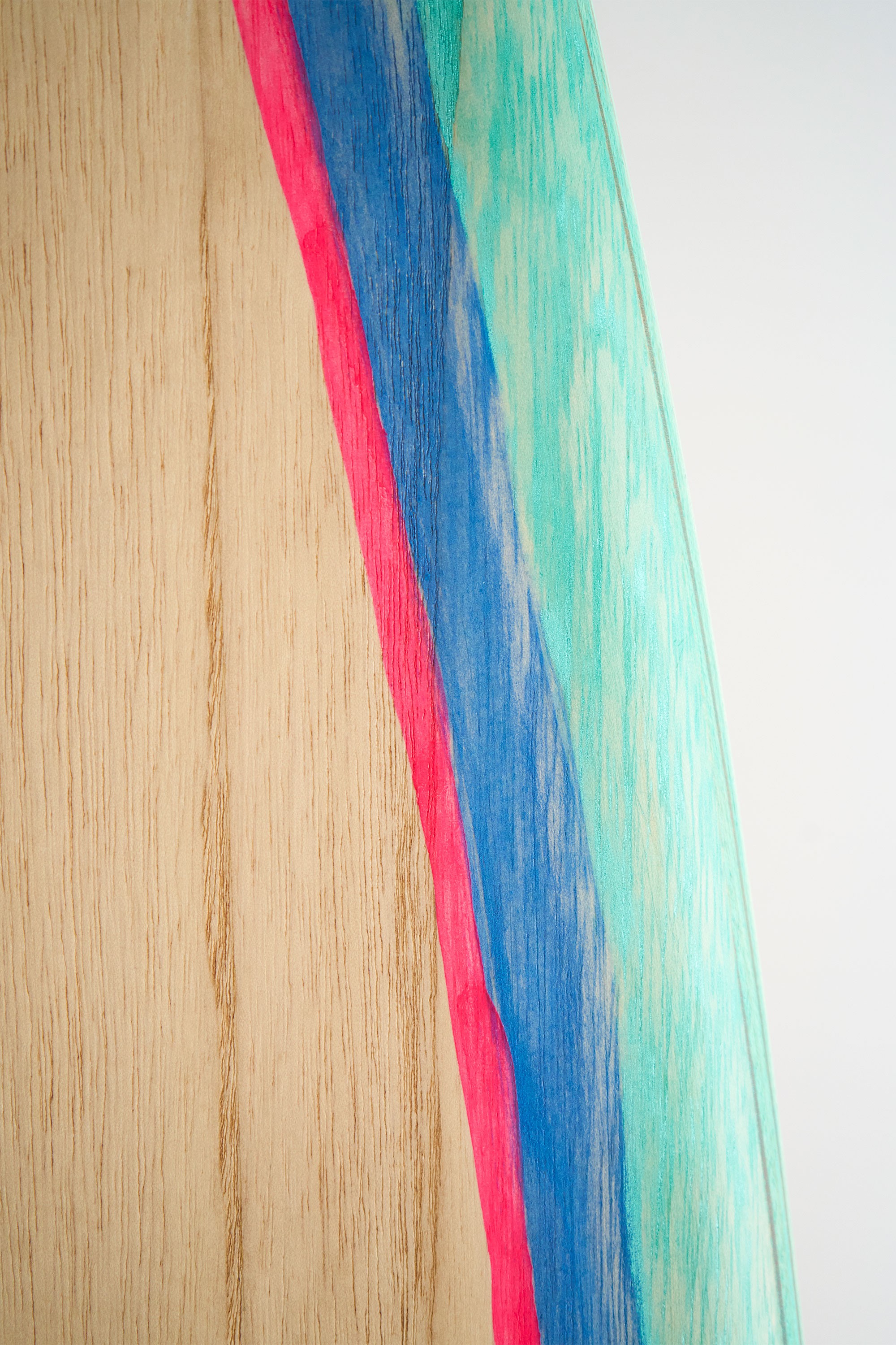 Pin stripe on a timber surfboard