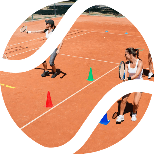 Stefan coaching a student on a tennis court in Falls Church, VA