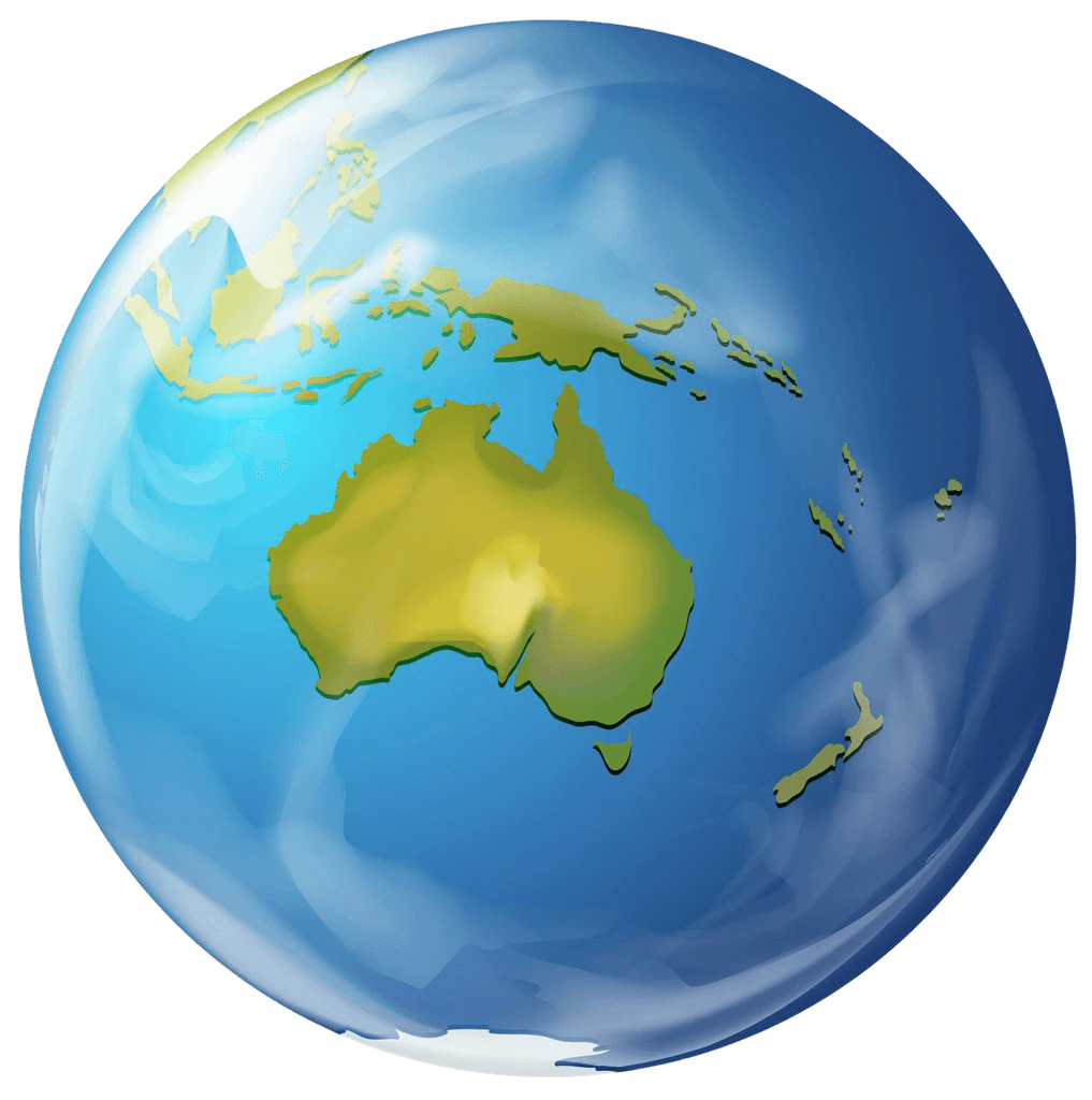 Image of a globe pointing Australia and New Zealand