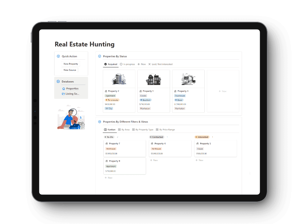 Real Estate Hunting notion template