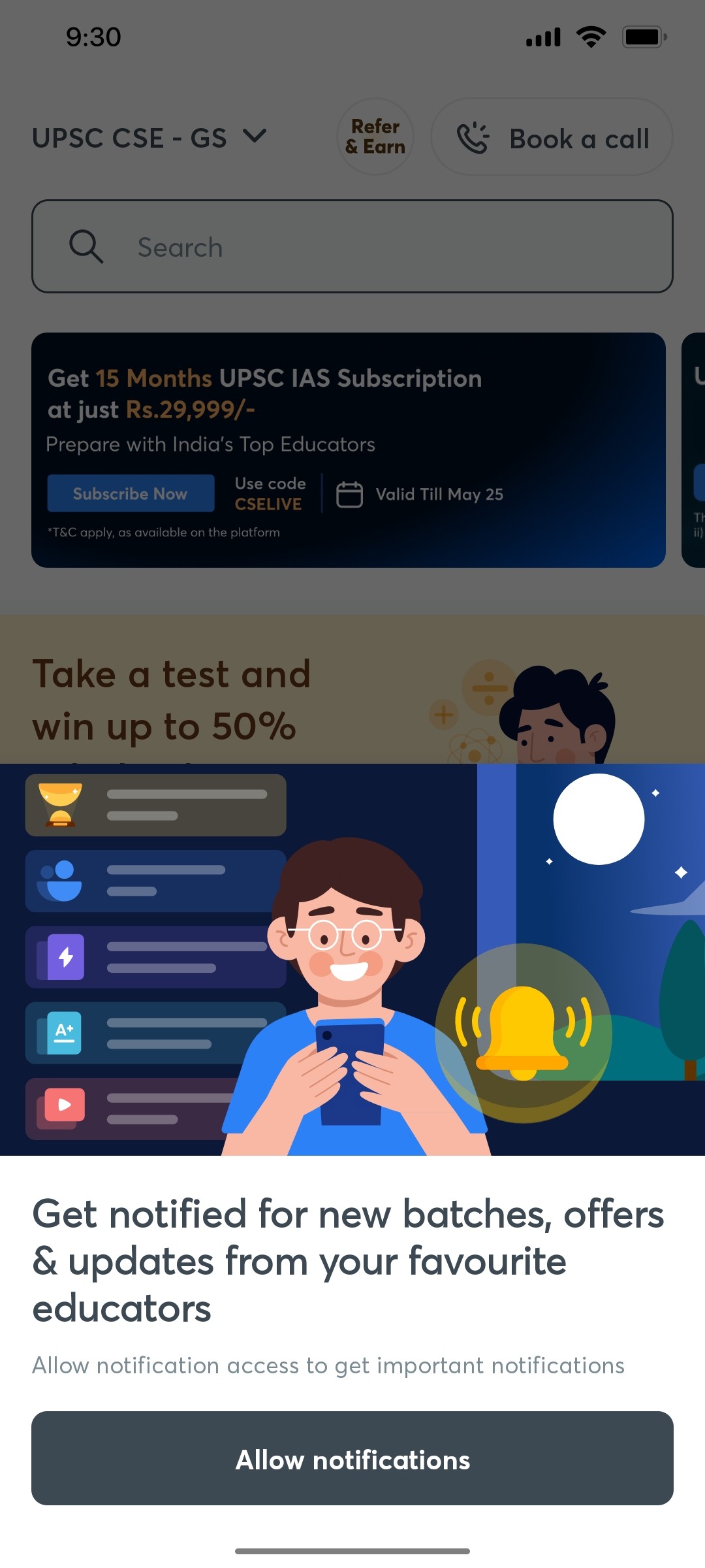 Unacademy Allow Notification Screen