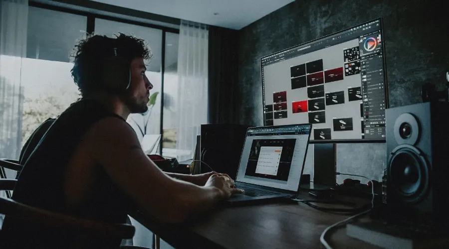 Reilin preparing a video behind his computer