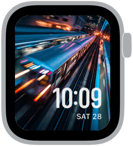 l train motion Apple Watch face preview 2 featuring stylized colors and artwork.