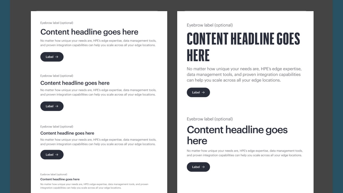 HPE Web Design System text recipe screenshot