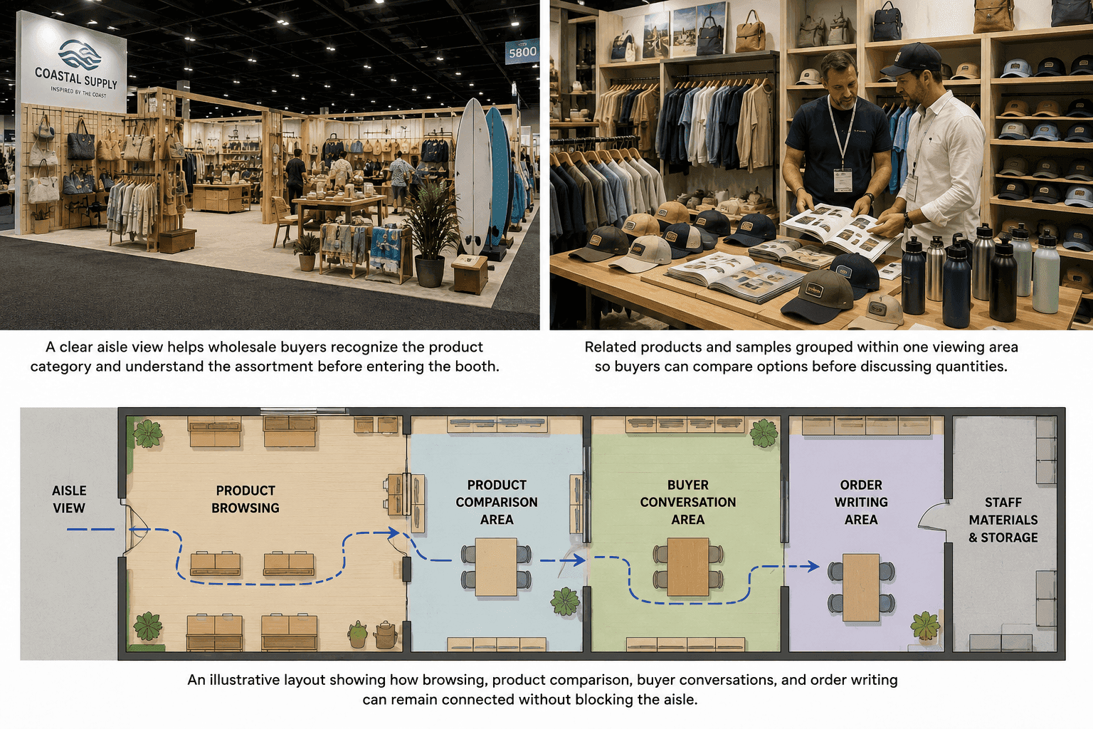 wholesale booth buyer flow layout diagram