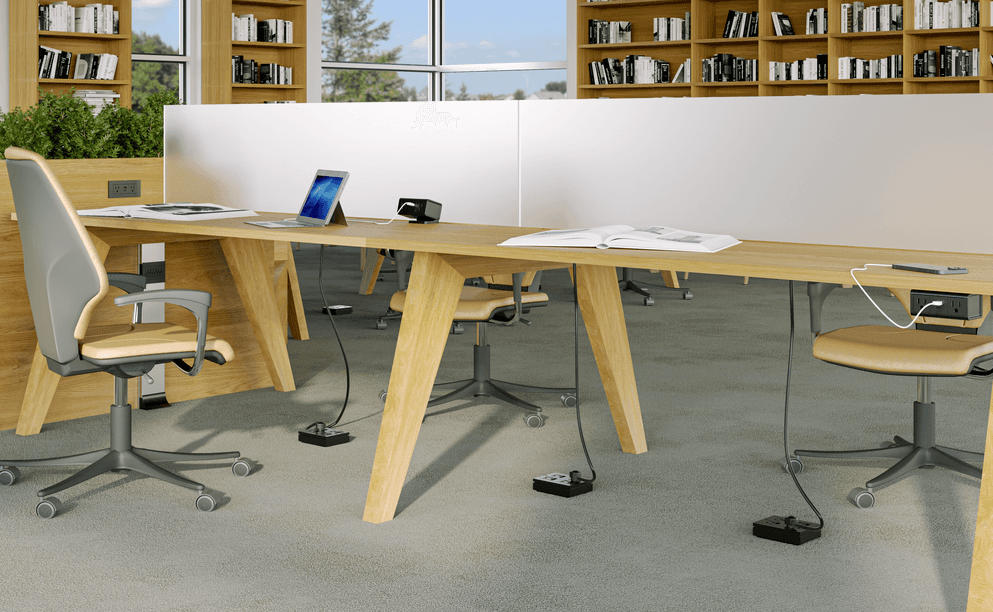 Legrand Connectrac carpet and floor finish integration profiles for low profile power access in commercial spaces in BC