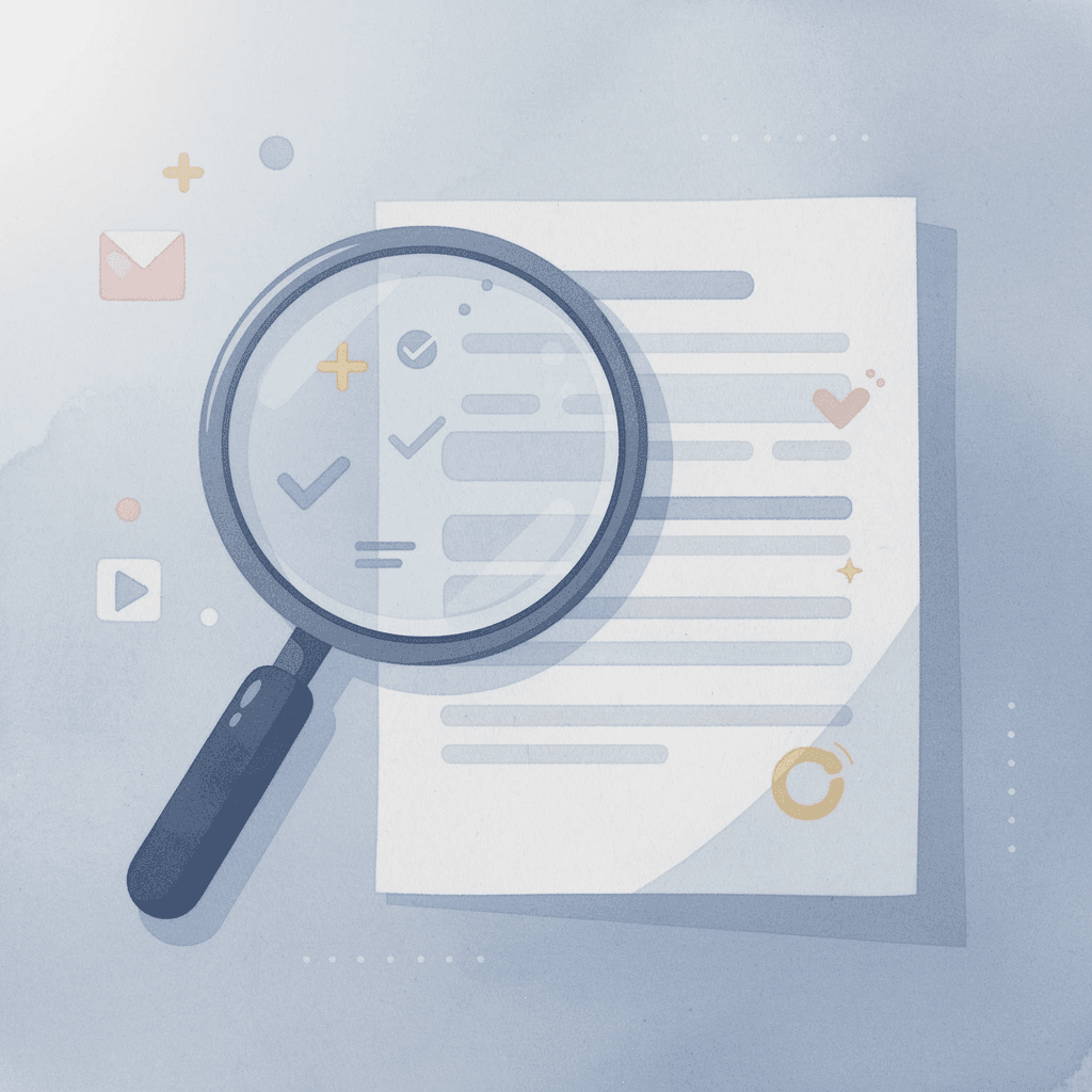 Magnifying glass searching through messy documents