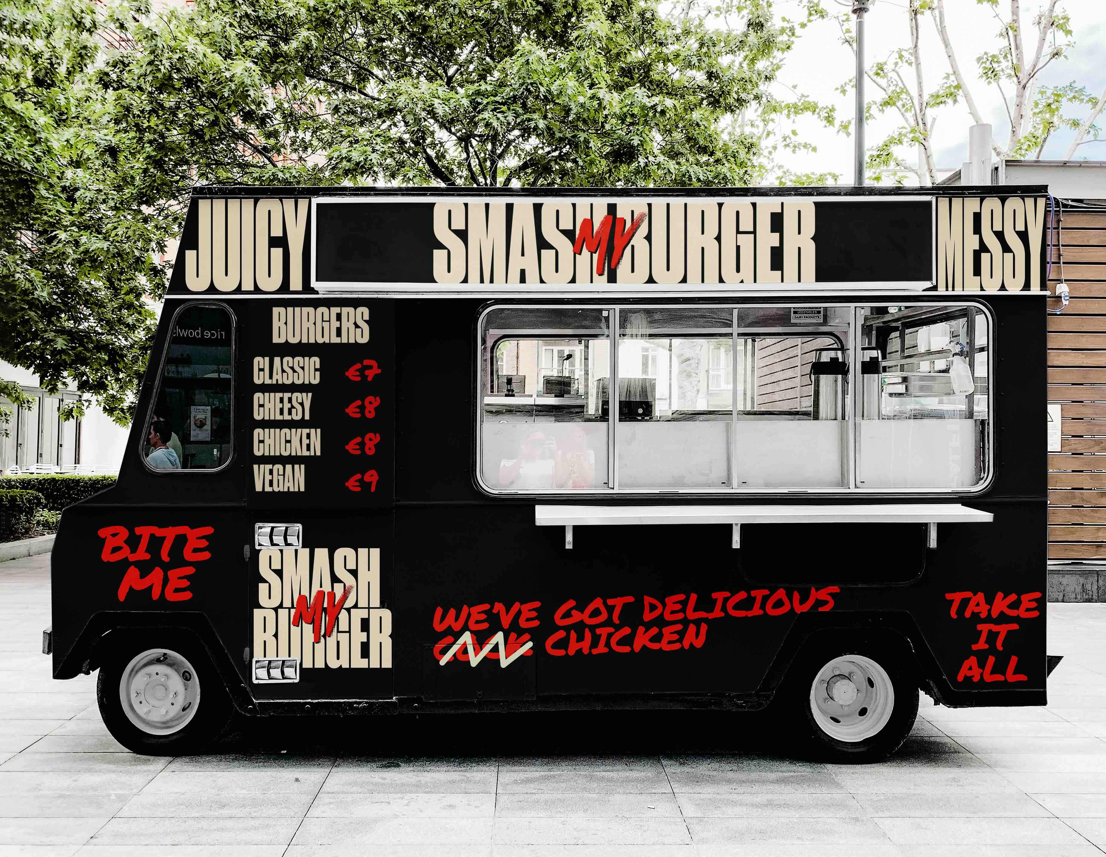 Branded foodtruck for fast food restaurant Smash My Burger