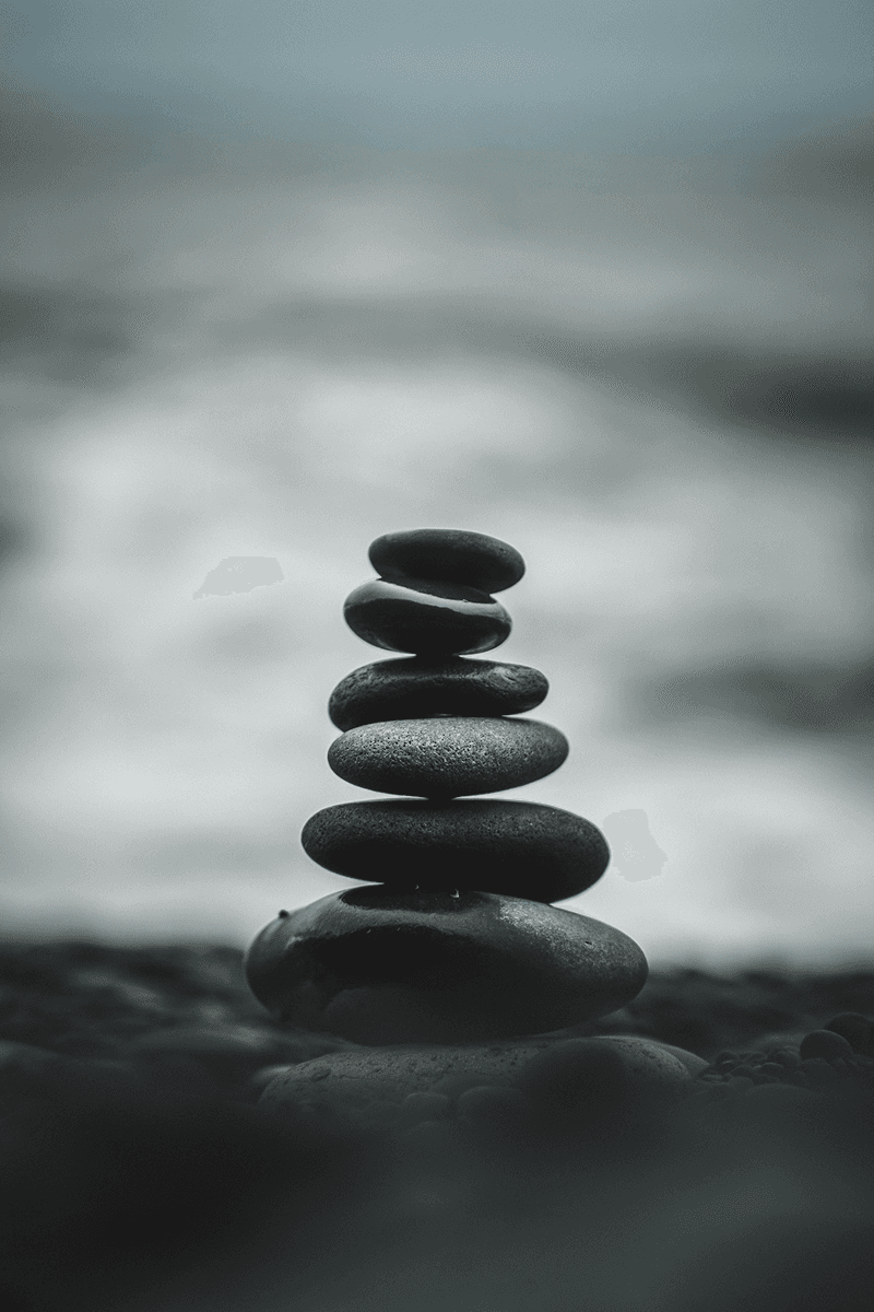 A stack of stones balancing at the beach
