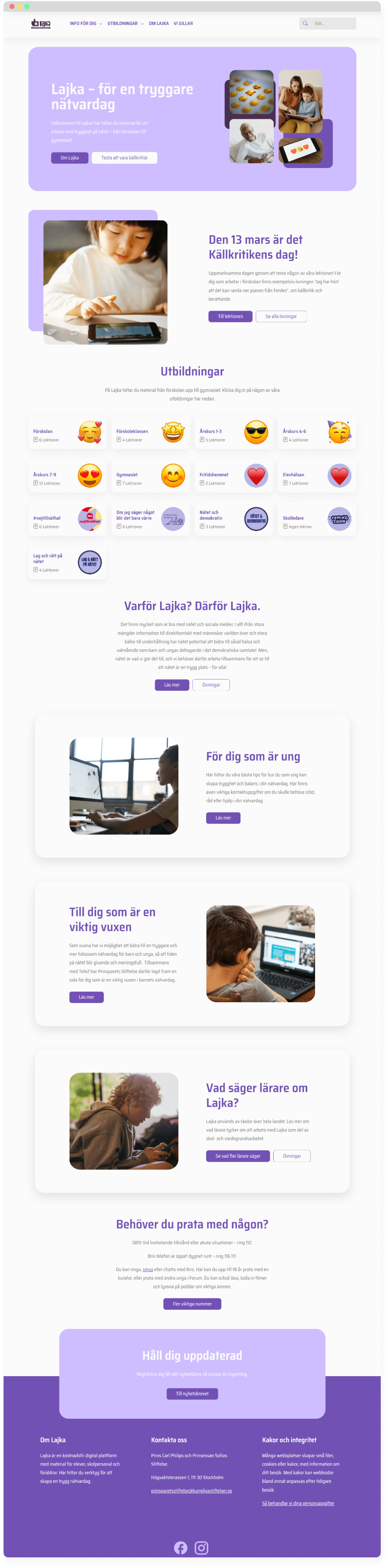 Image of new Lajka home page