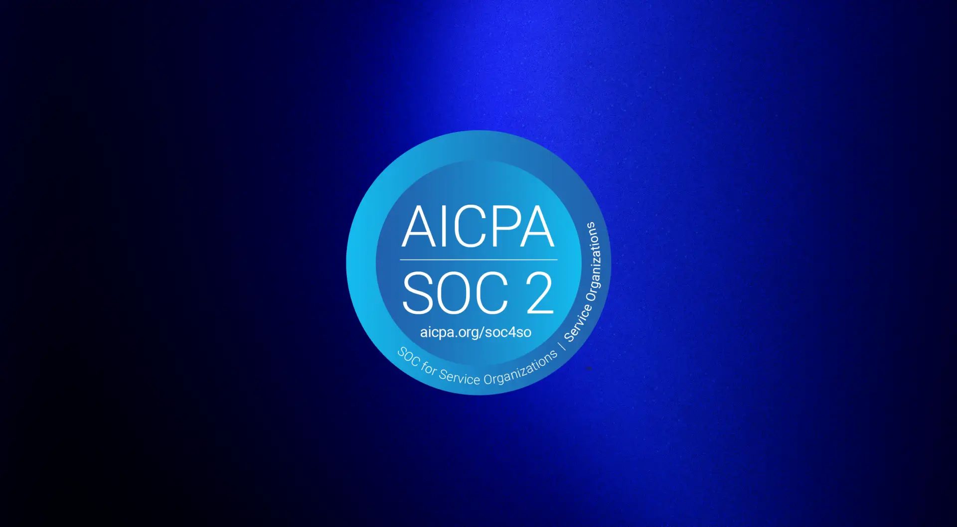 Sensiba SOC 2 Type 1 badge on a blue gradient background.