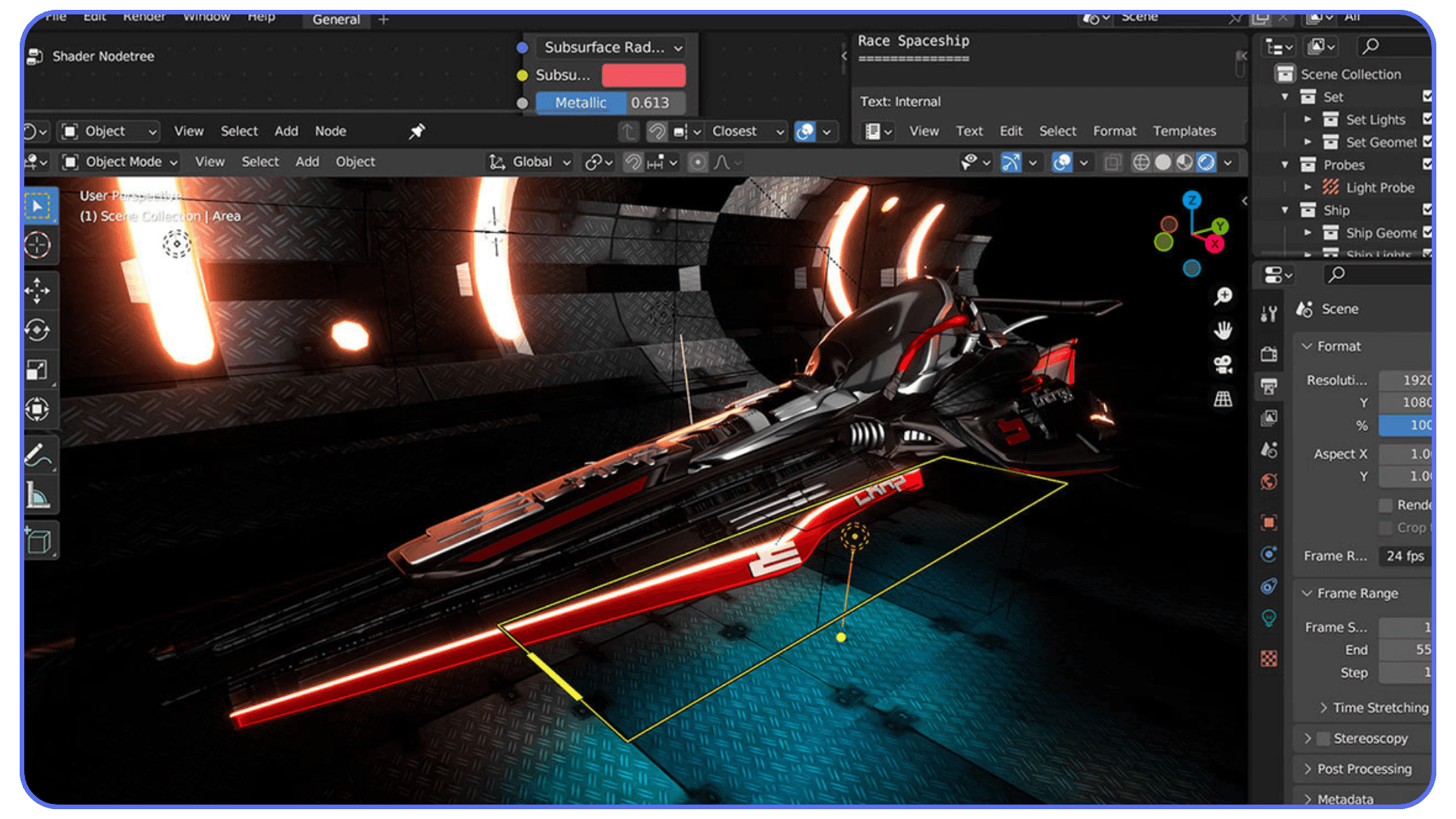Blender Eevee real-time render with stylized lighting and fast viewport shading in a 3D environment