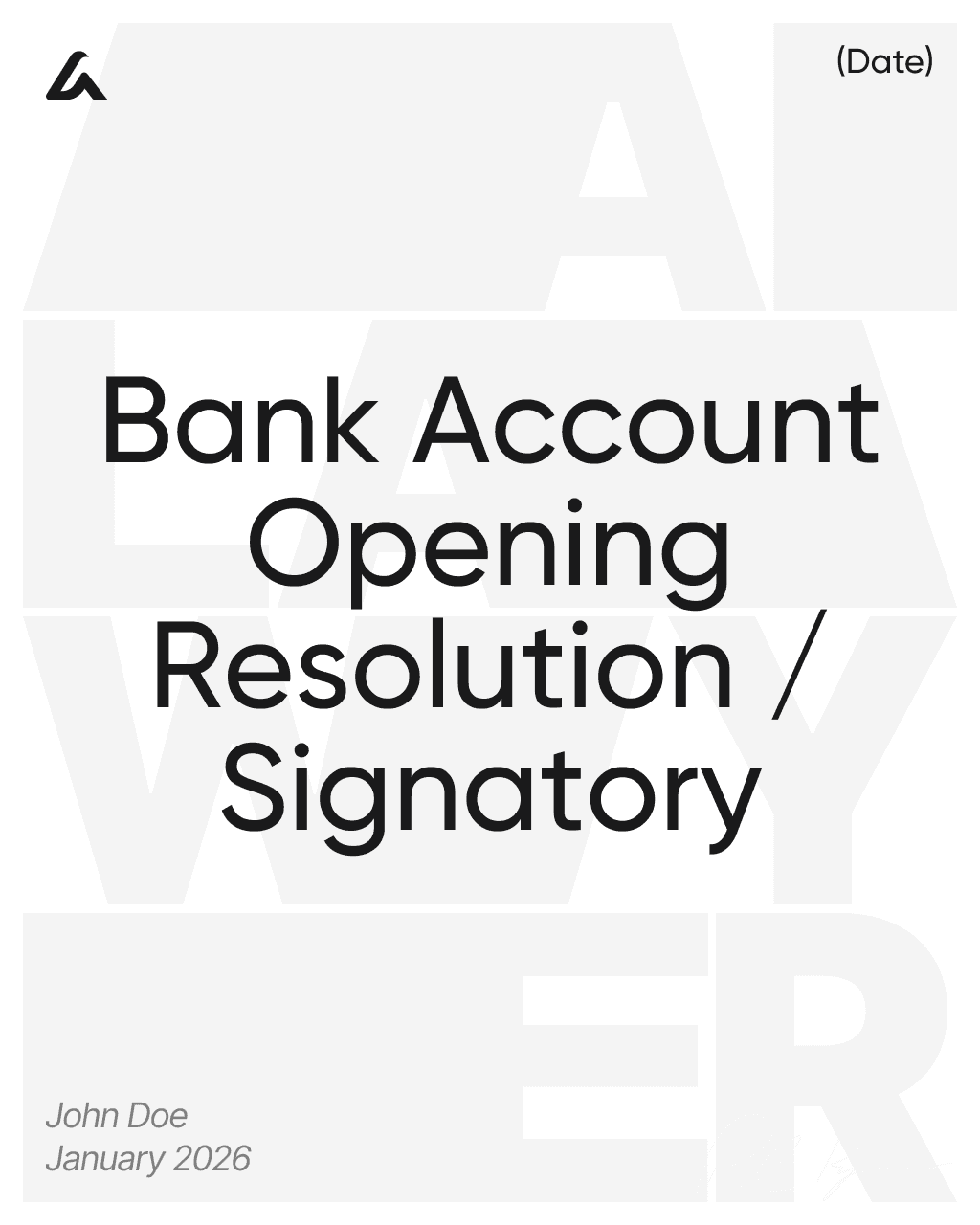 Bank Account Opening Resolution / Signatory