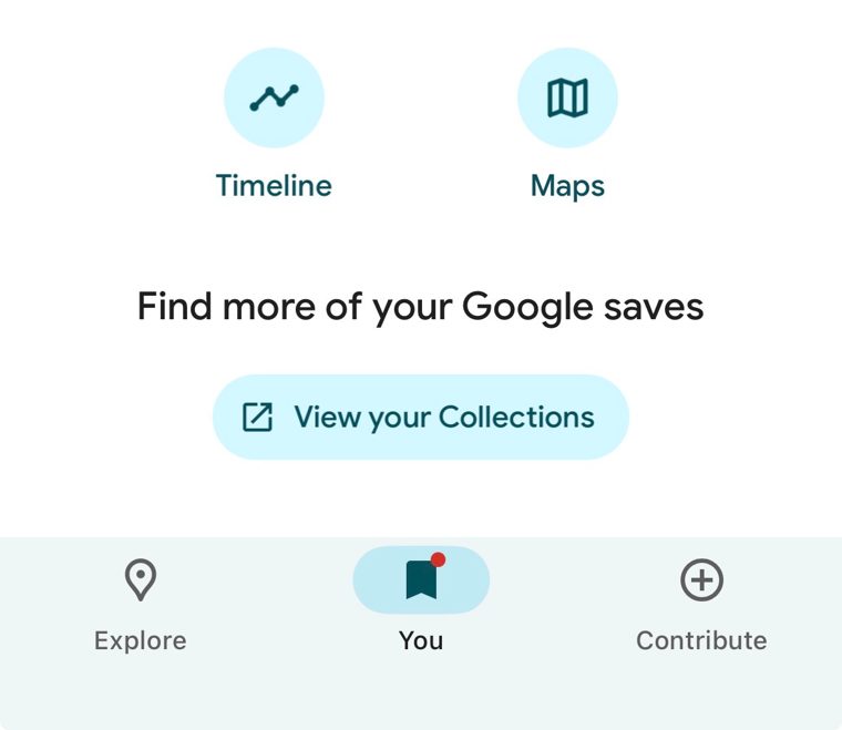 The map saved in Google Maps under Saved
