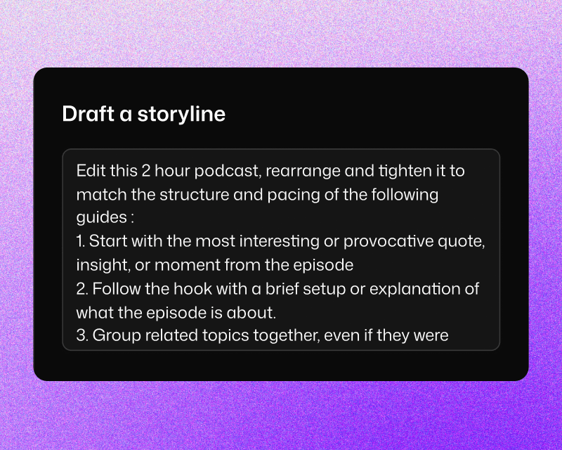 Draft a storyline in Selects