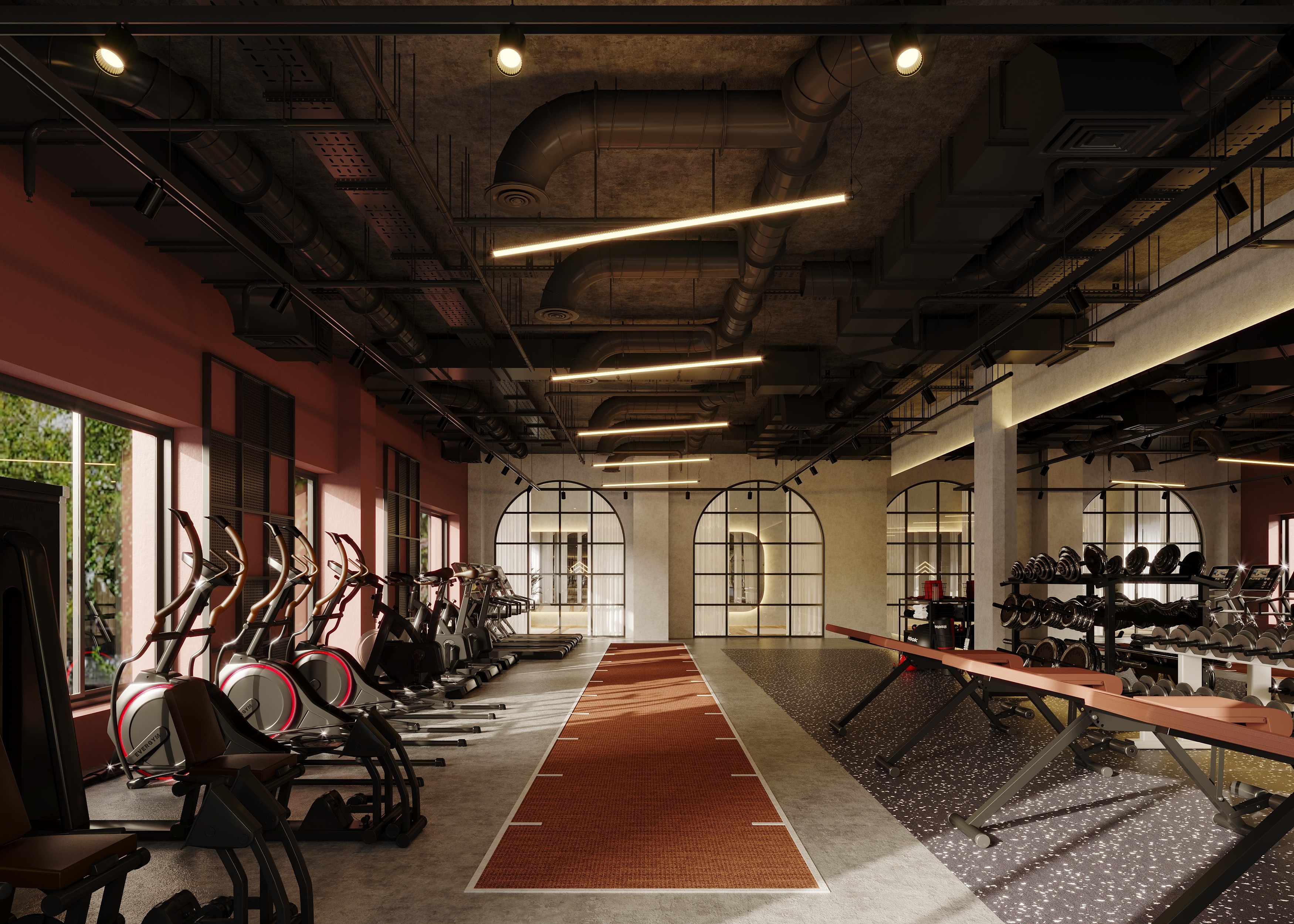 Residents' gym in PBSA design consultancy project by White Circle studio
