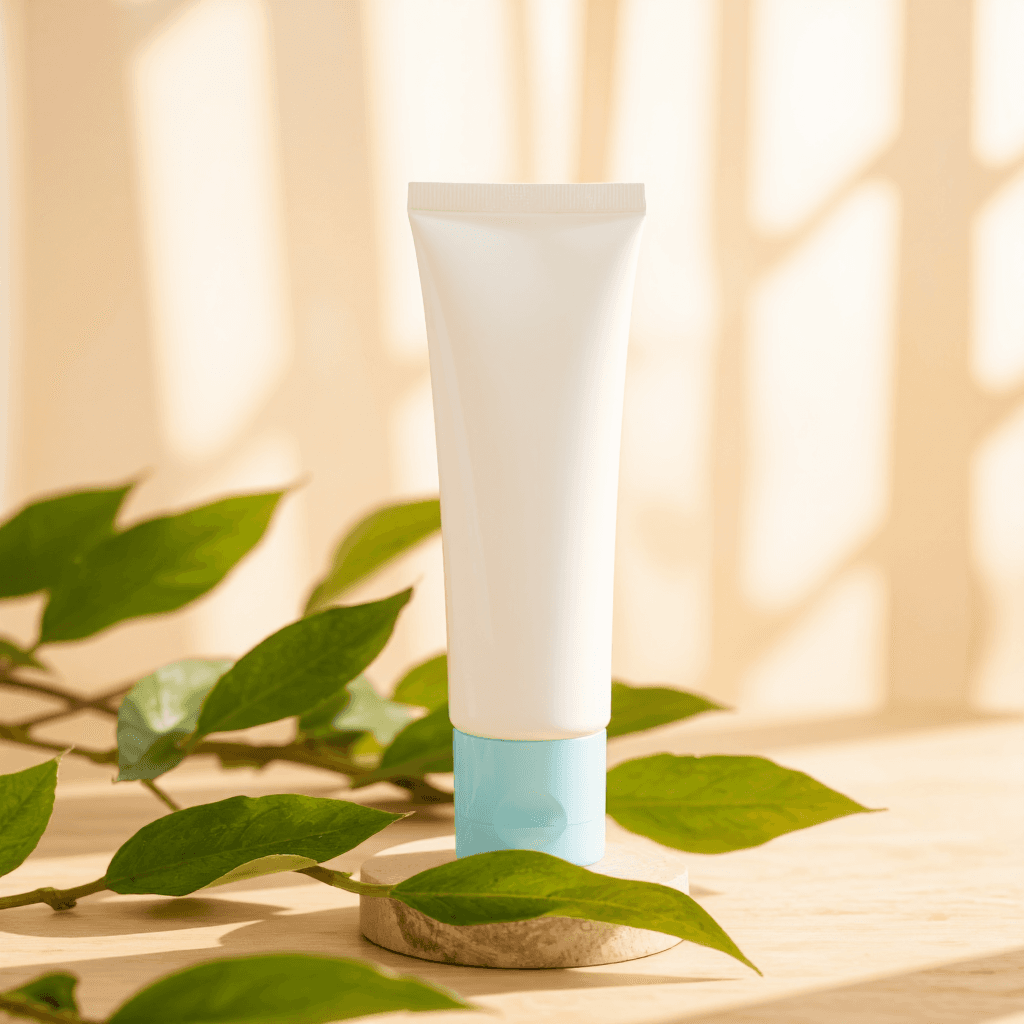 product photography of tube of moisturizing cream for sensitive skin