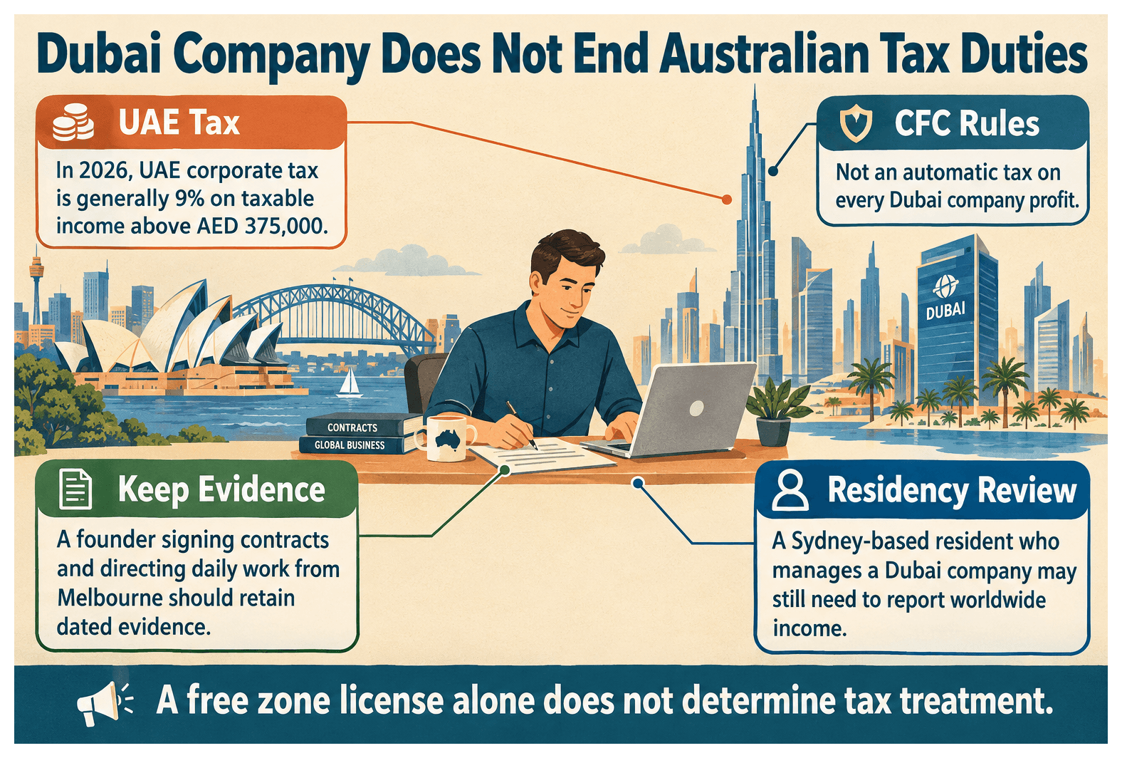 Infographic: What Australia Tax Rules Apply When You Also Own a Dubai Company