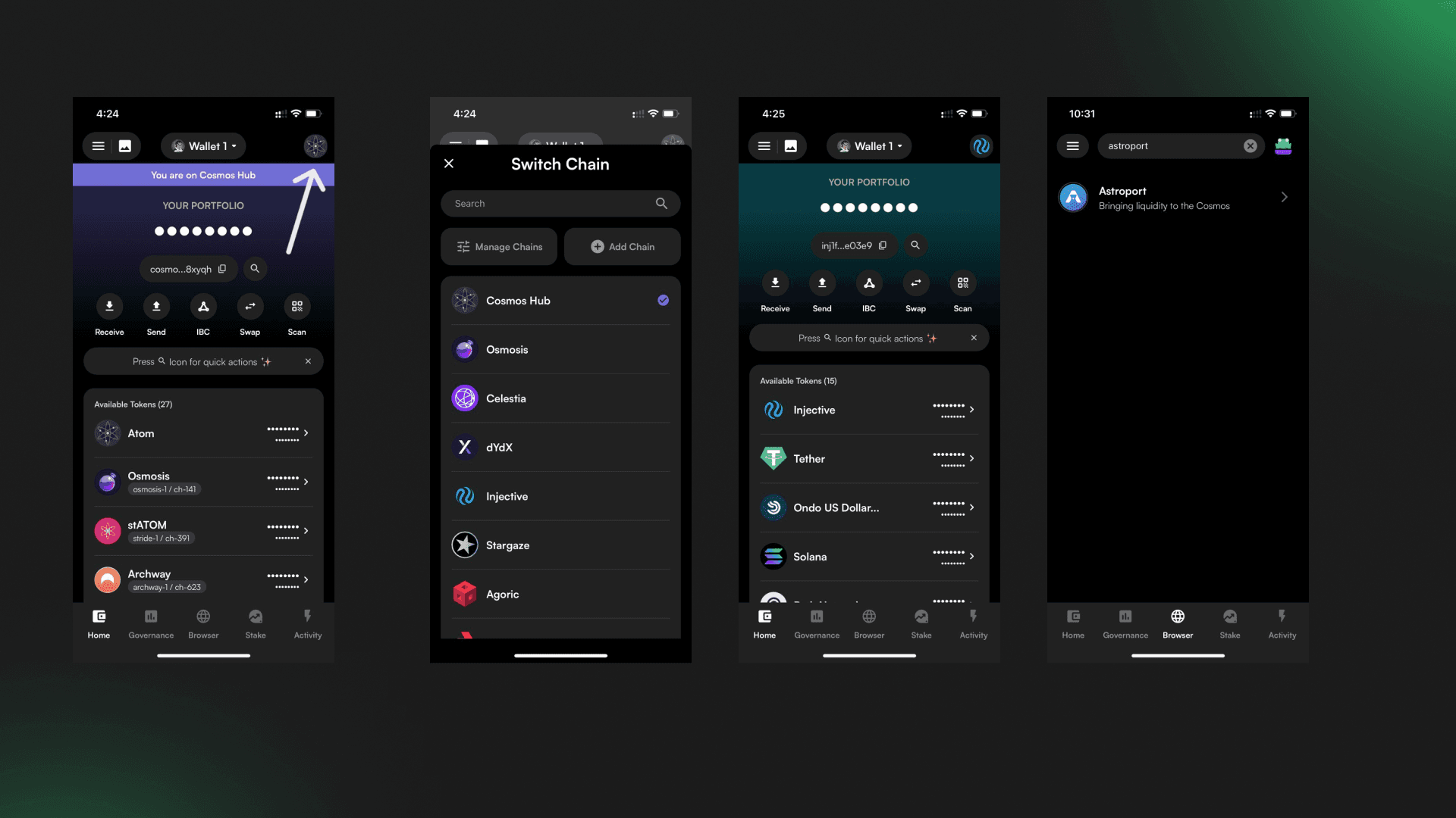 Access Astroport dApp using Leap browser