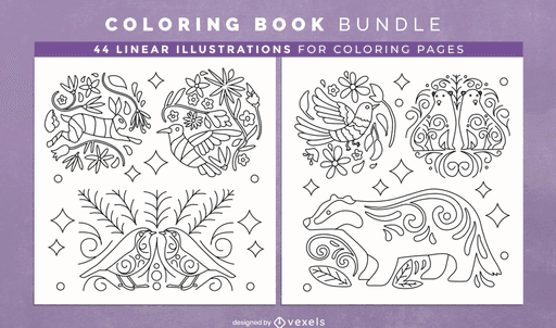 animal coloring book page design