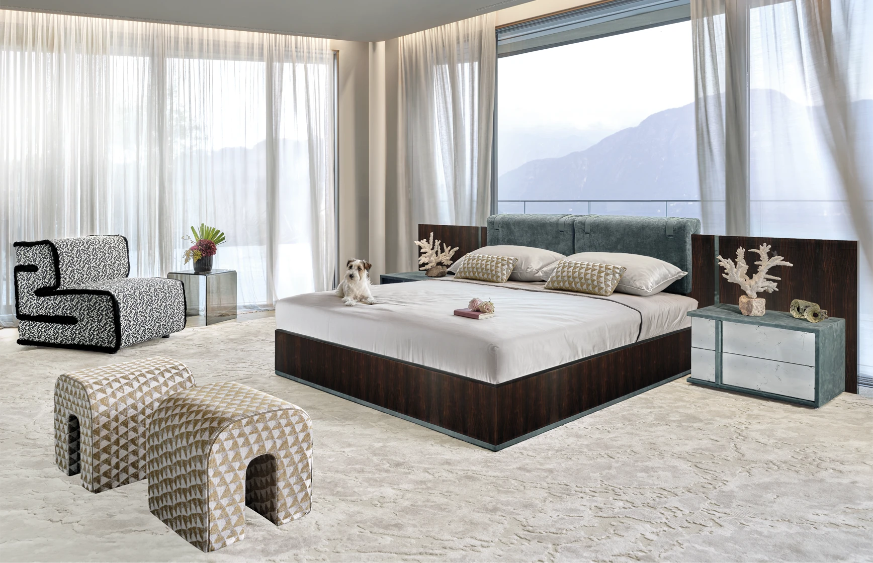 luxury bedroom set up