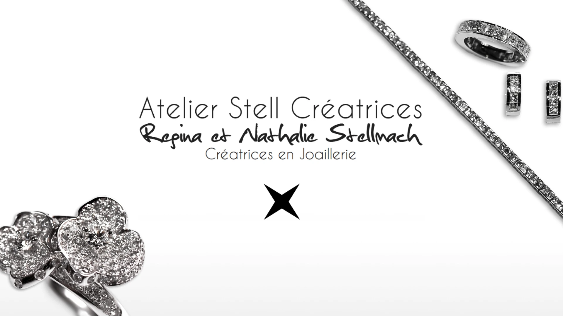 Visuel éditorial présentant le logo Atelier Stell Créatrices entouré de bijoux sur-mesure — direction artistique et identité de marque pour joaillerie toulousaine, Tartelette Concept
