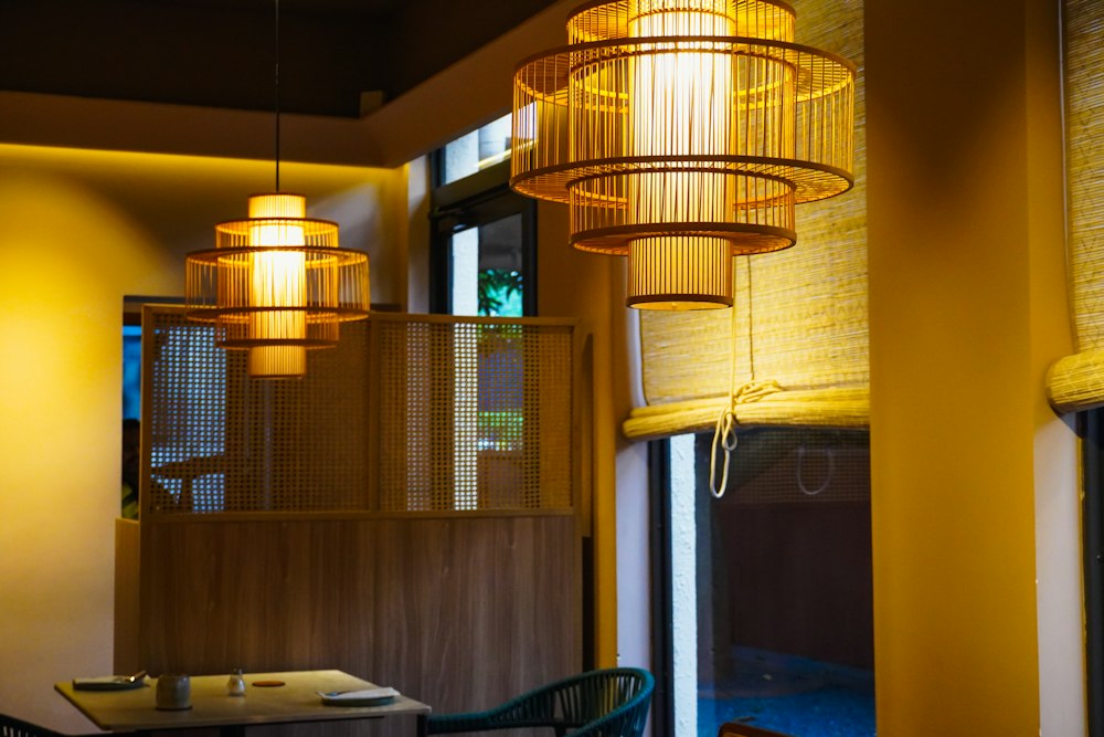 Tiered bamboo pendant lights