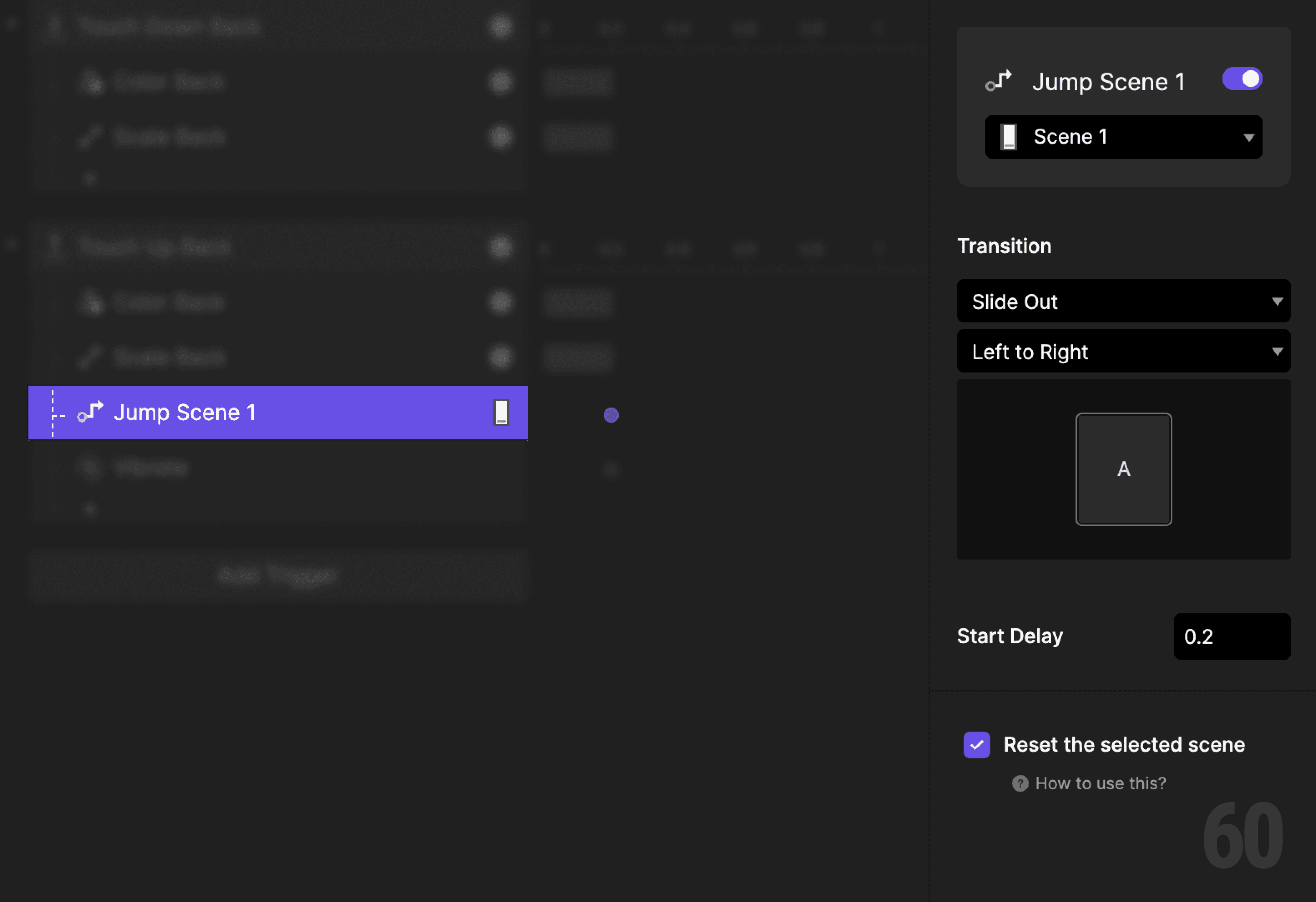 This is a screenshot of Step 15: Jump back to Scene 1.