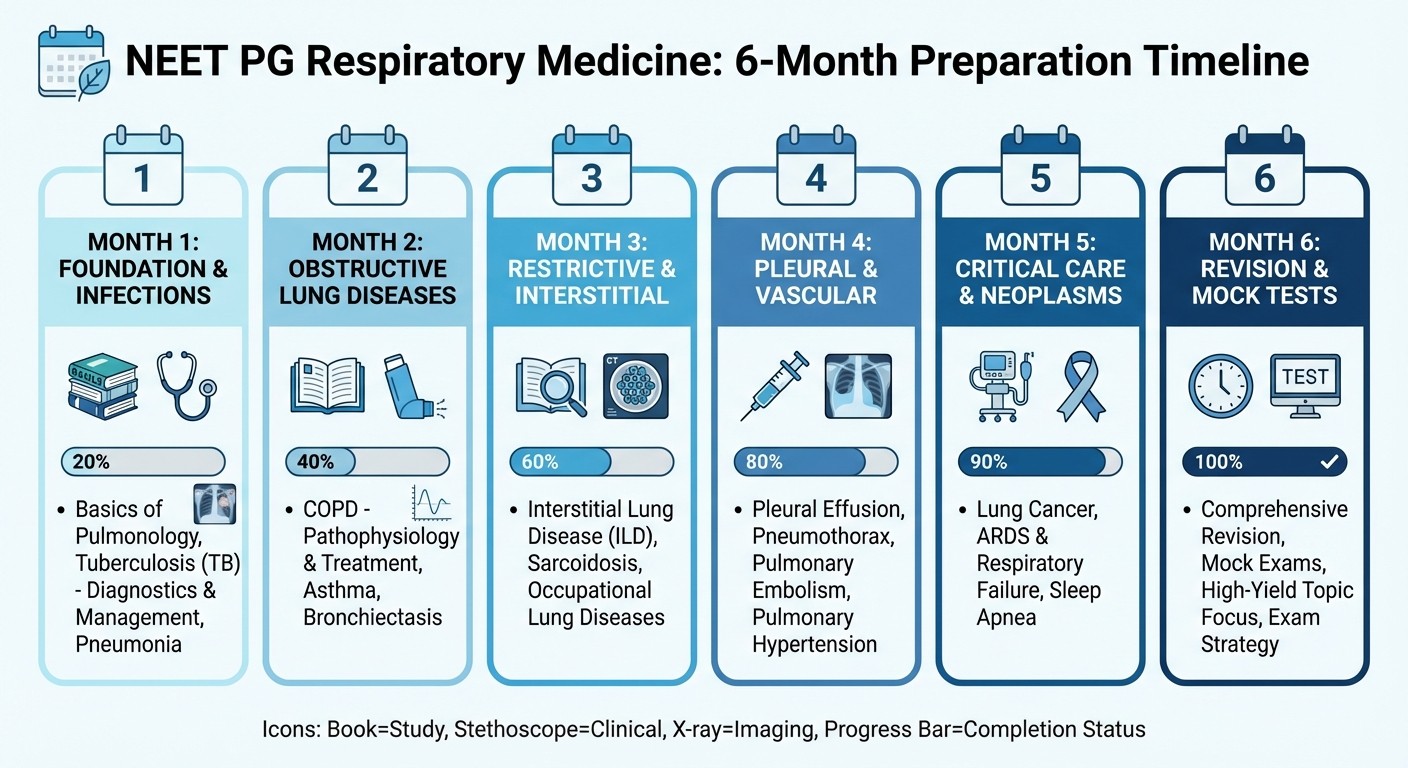 6-month NEET PG respiratory medicine study timeline and schedule