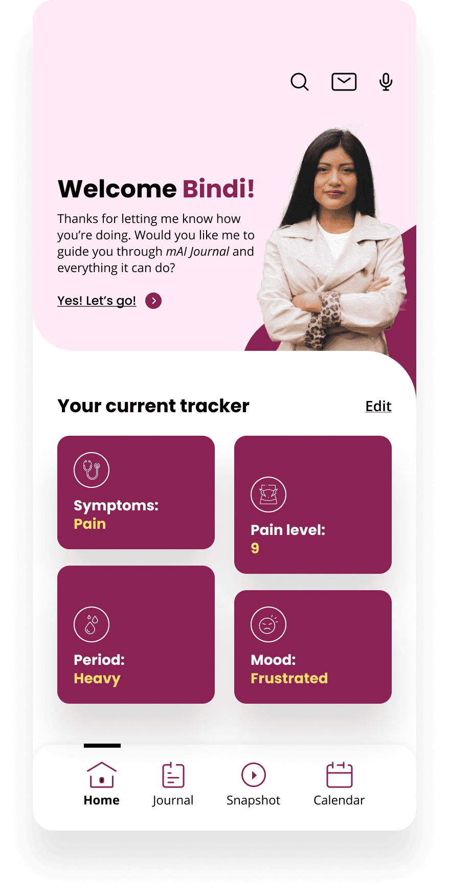 app mockup of mAIa Journal