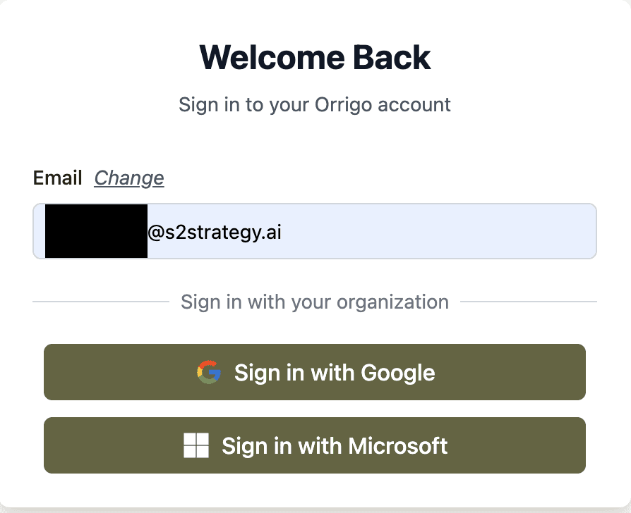 Sign-in screen with email field and Sign in with Microsoft or Google buttons