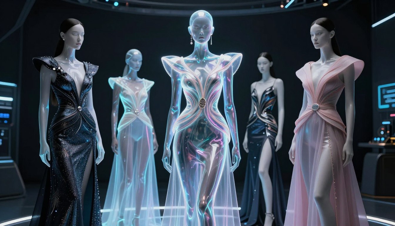 futuristic vision of AI fashion photography and virtual modeling