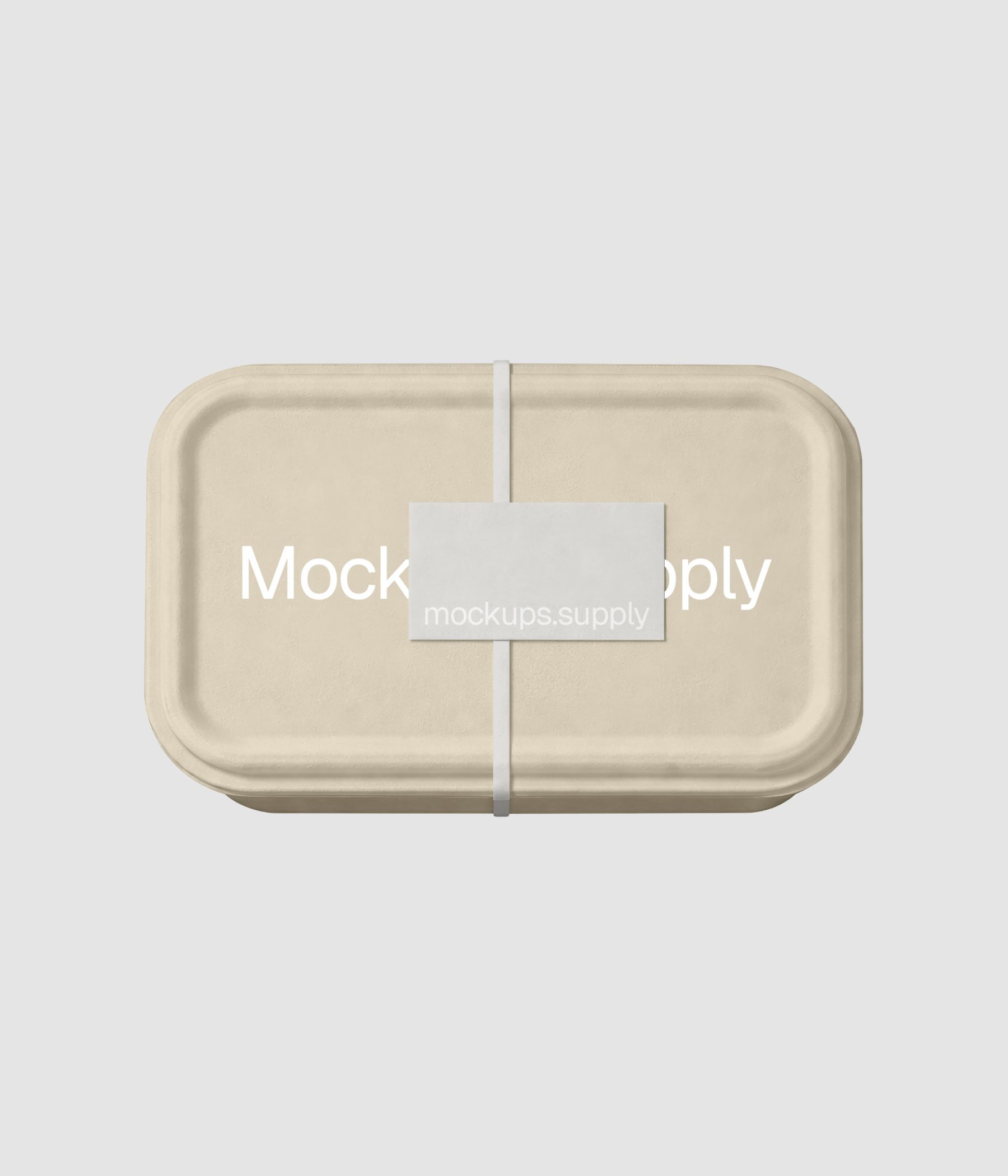 Clean takeaway food box mockup with card for delivery and branding showcase download on Mockups Supply