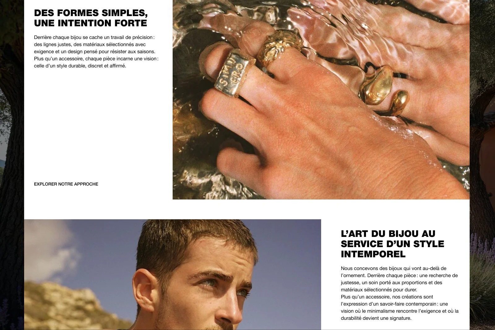 Refonte de la page marque Riviera Club avec storytelling savoir-faire, visuels lifestyle et positionnement bijou intemporel