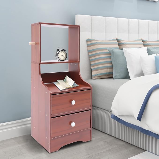 Burgundy nightstand – A stylish and functional furniture piece, perfect for any modern home.