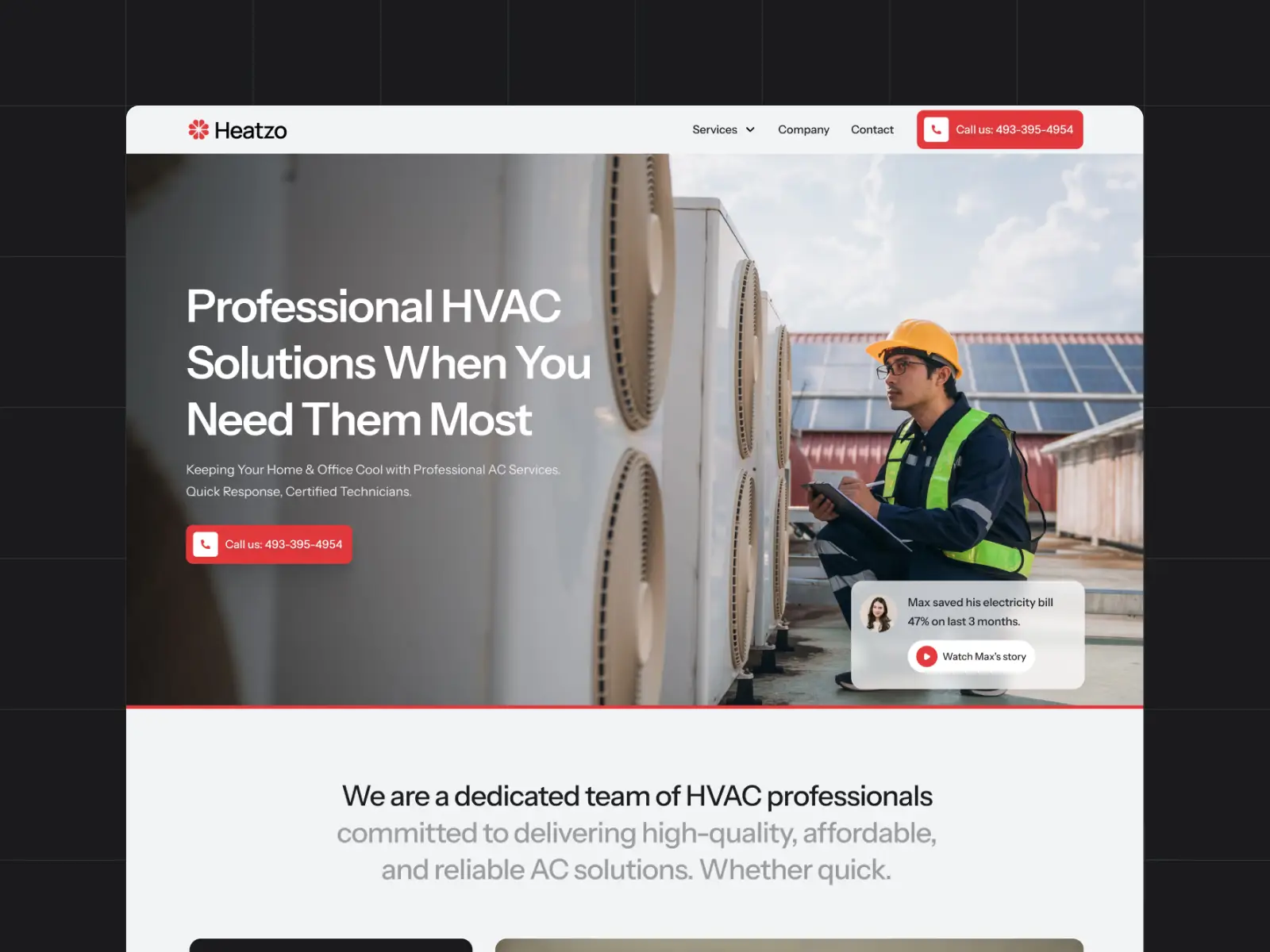 Heatzo local business Framer template for service website