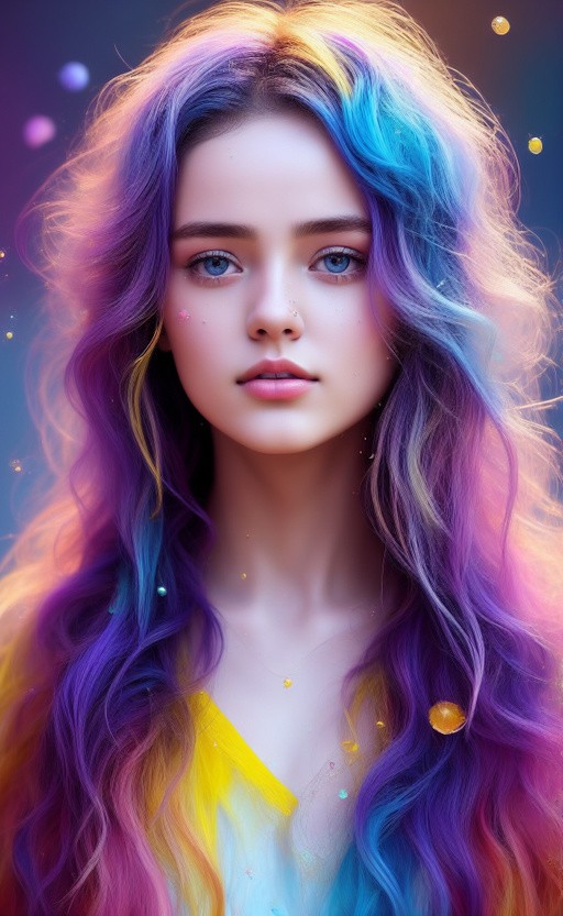 Colorful beautiful woman: a woman 18-years old