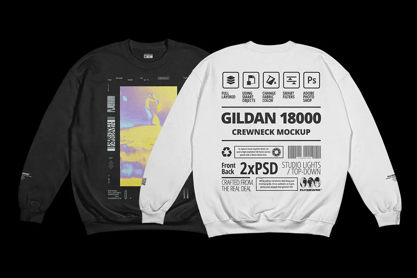 Gildan 18000 Crewneck Flat mockup showing design presentation example
