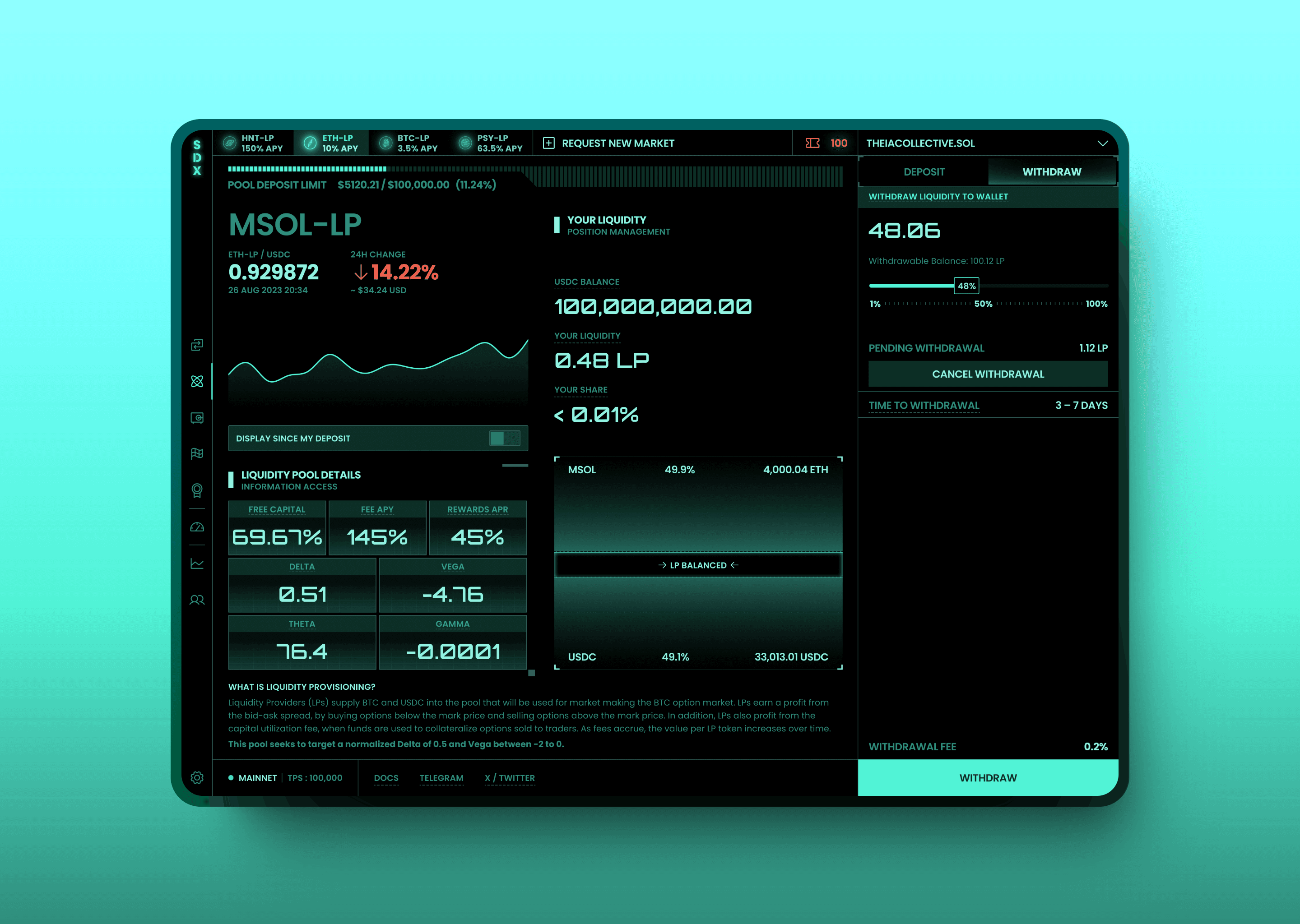 app liquidity pool screen